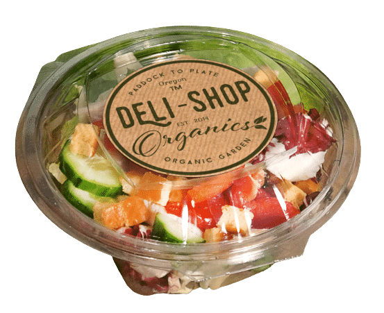 food salad container with label