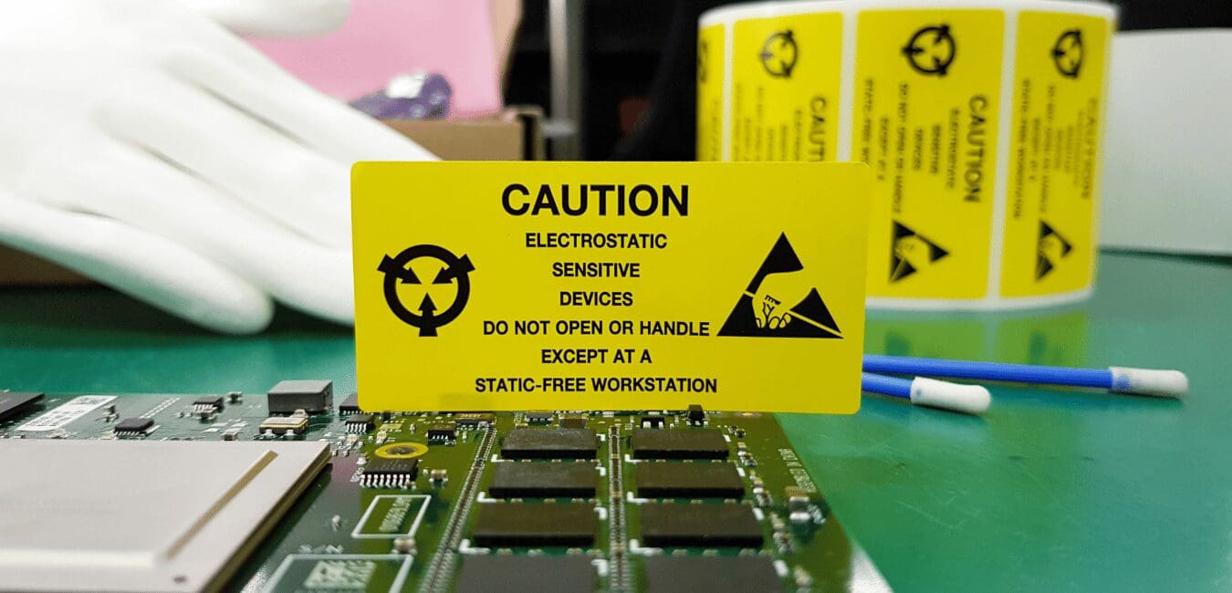 Antistatic foam with electrostatic discharge label and description