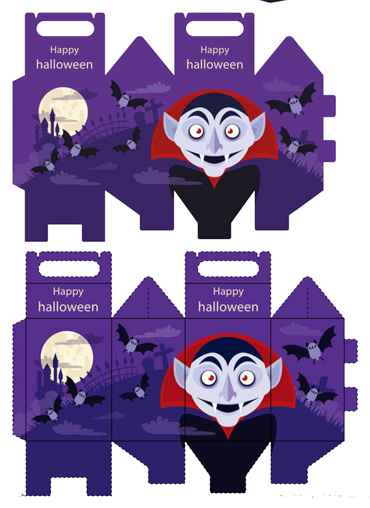 Custom Halloween Holiday Folding Carton 2d dieline with print