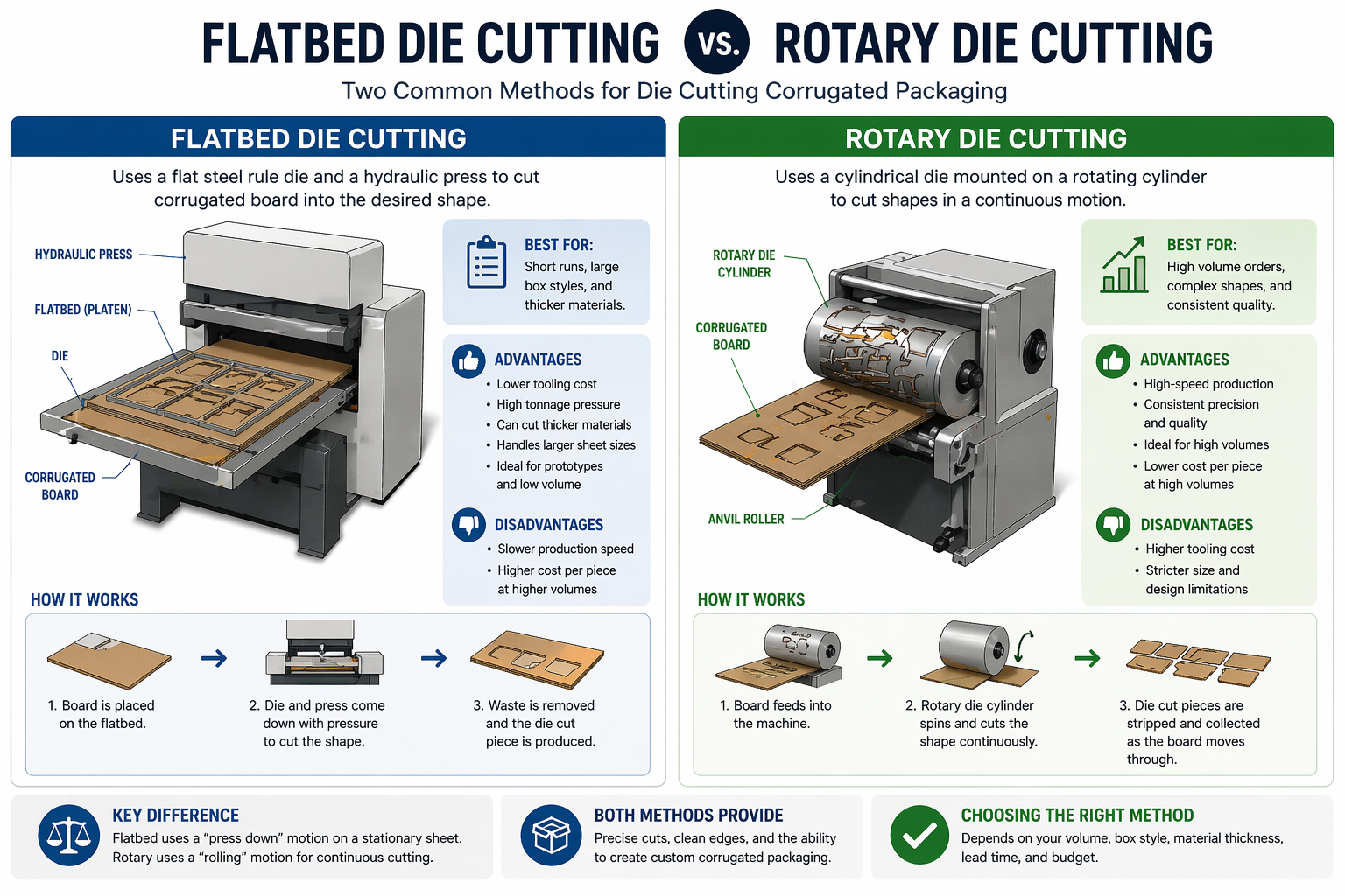 Flatbed vs rotary die cutting methods
