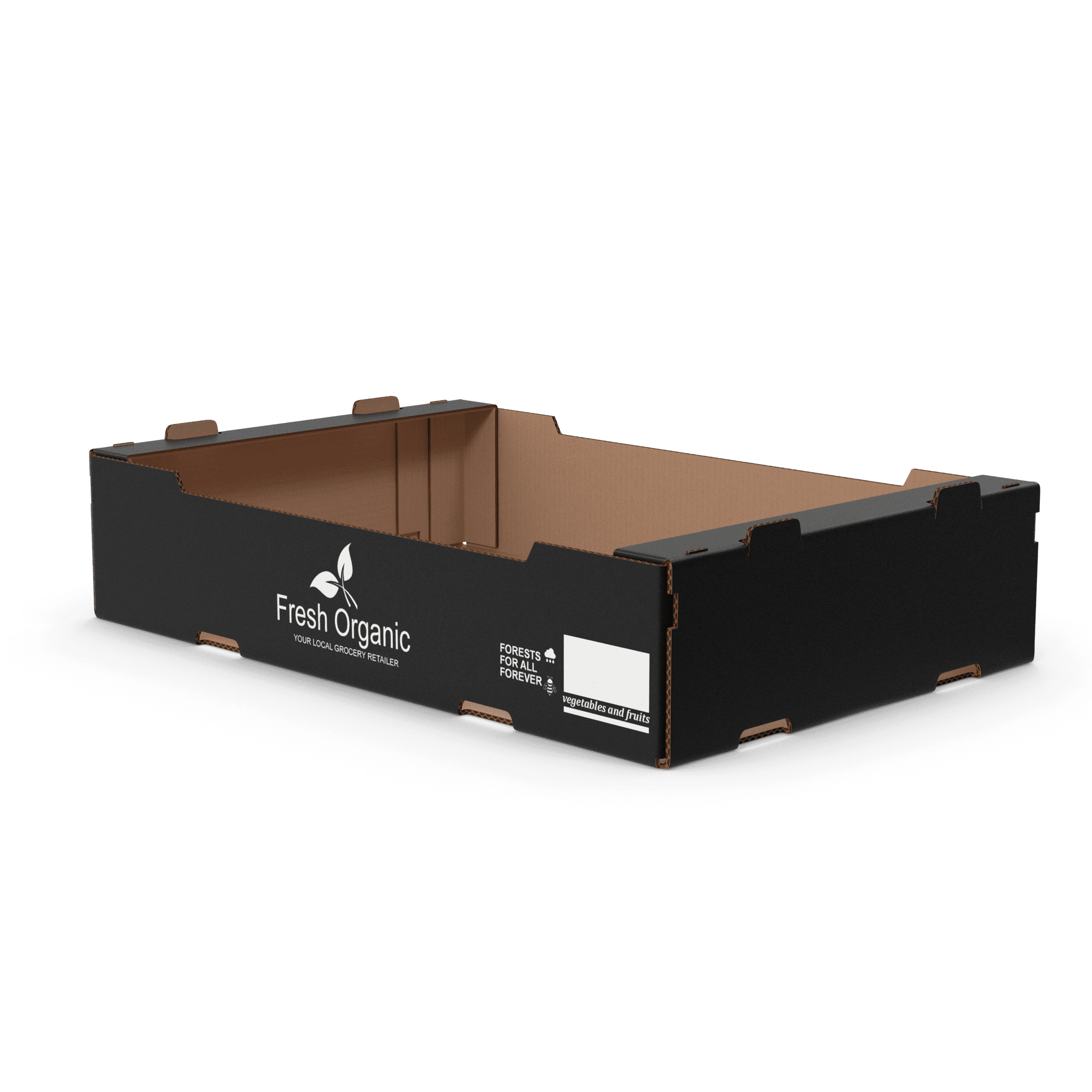 Stackable Corrugated Tray Box Black Print