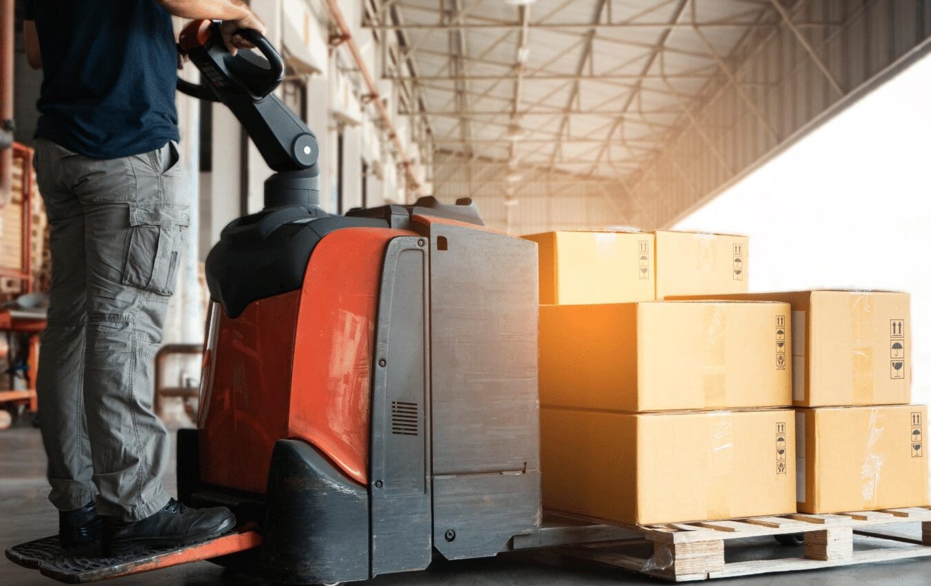 Corrugated boxes being handled on lift