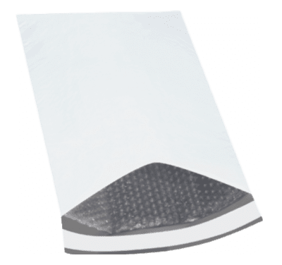 White poly mailer with bubble liner