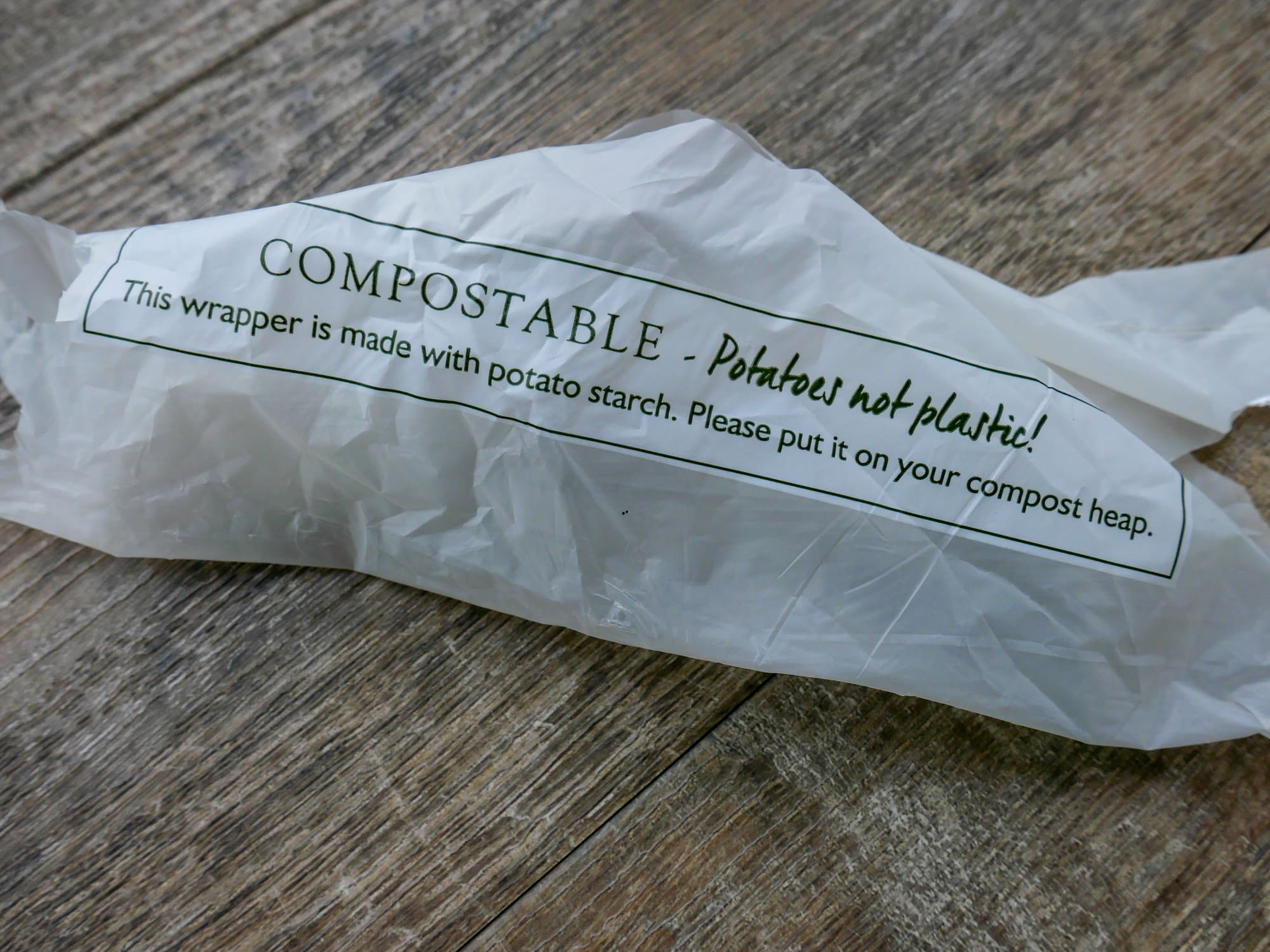 Potato starch compostable wrapper