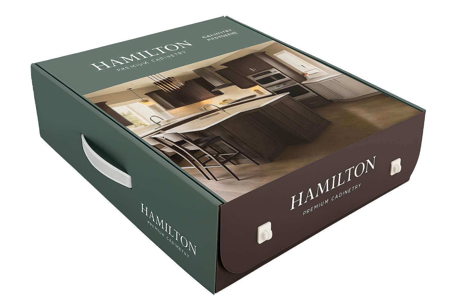 Custom printed corrugated box with handle
