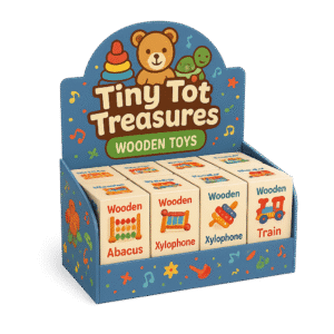custom counter top point of purchase (POP) display, custom printed folding carton box, toy packaging