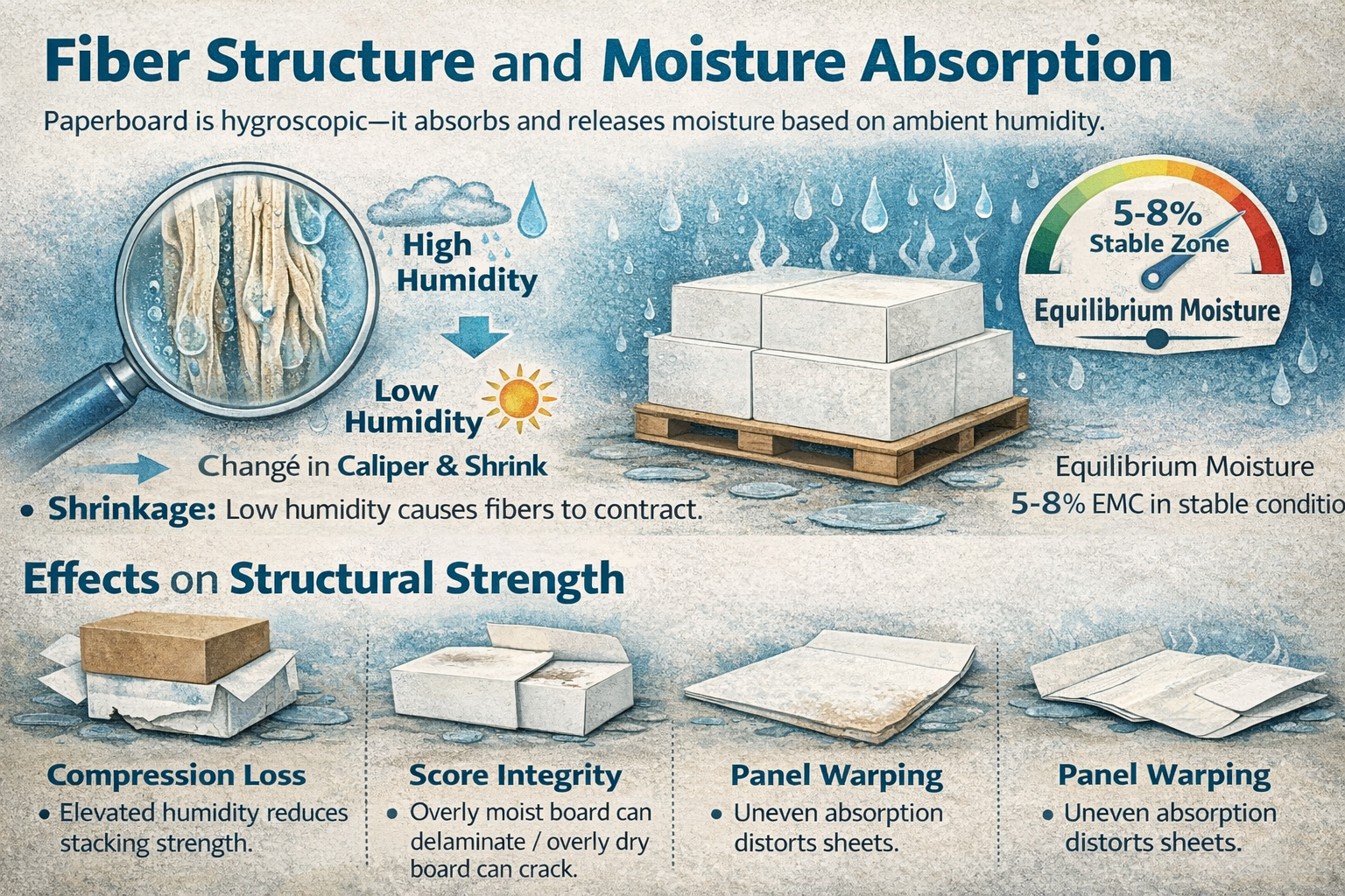 Folding carton damage from moisture and humidity explanation