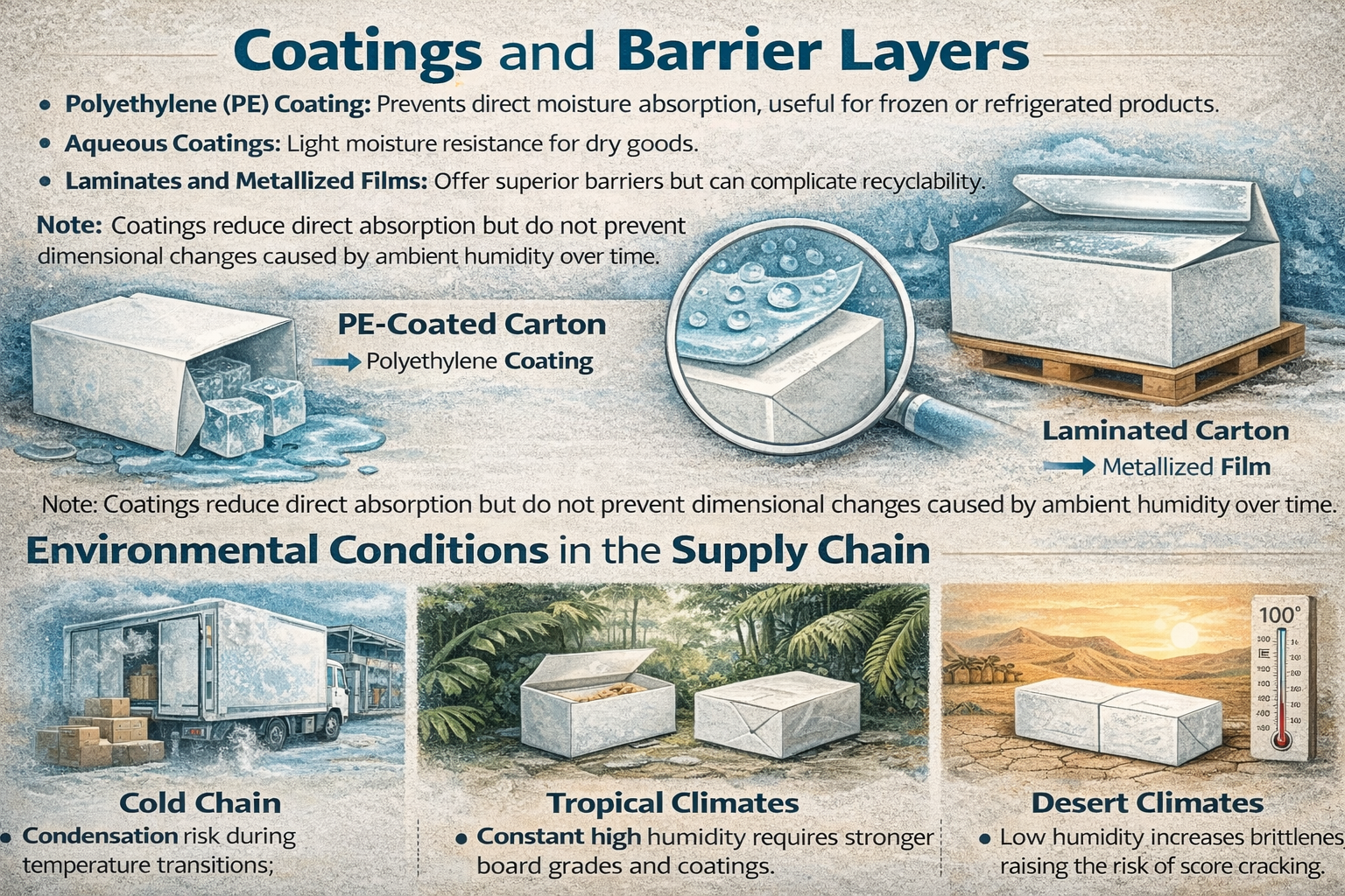 Folding carton coatings and barrier layers Environmental Conditions in the Supply Chain