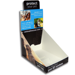 custom printed countertop display, pet packaging