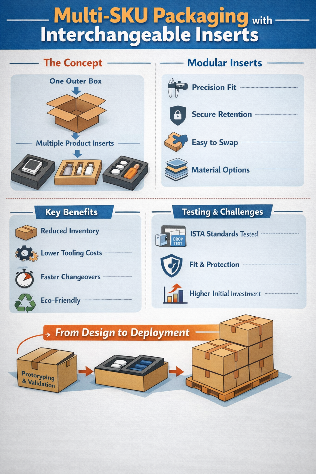 Multi-SKU Packaging with Interchangeable Inserts