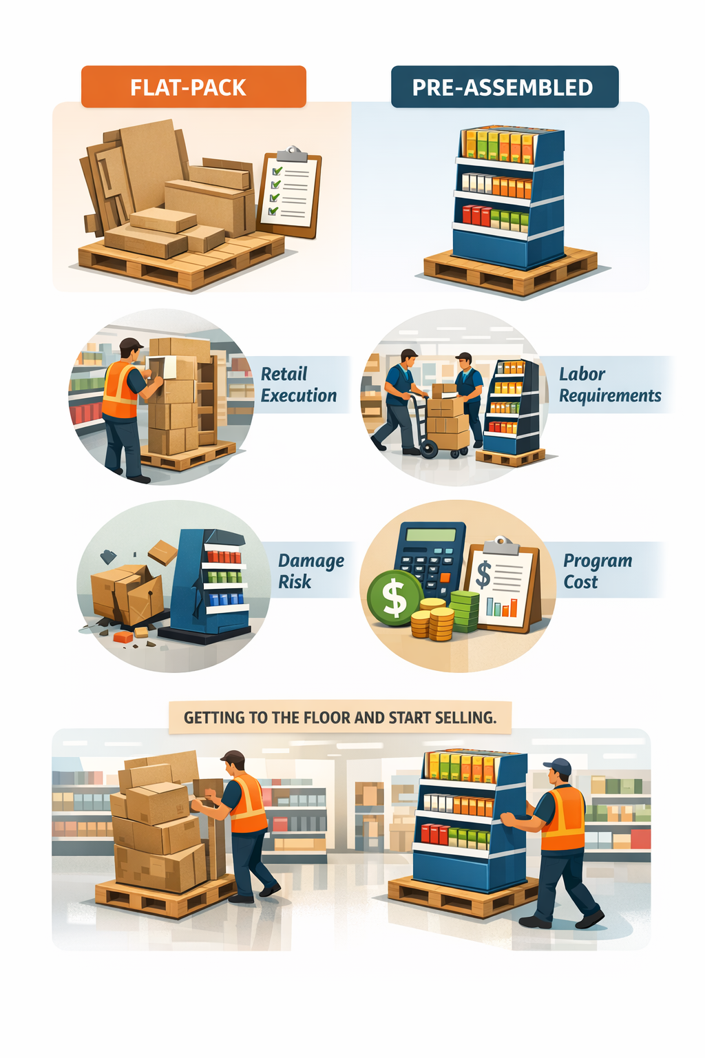 Flat-Pack vs Pre-Assembled Displays: What Retailers Prefer