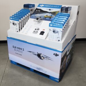 custom printed pallet display with skirt