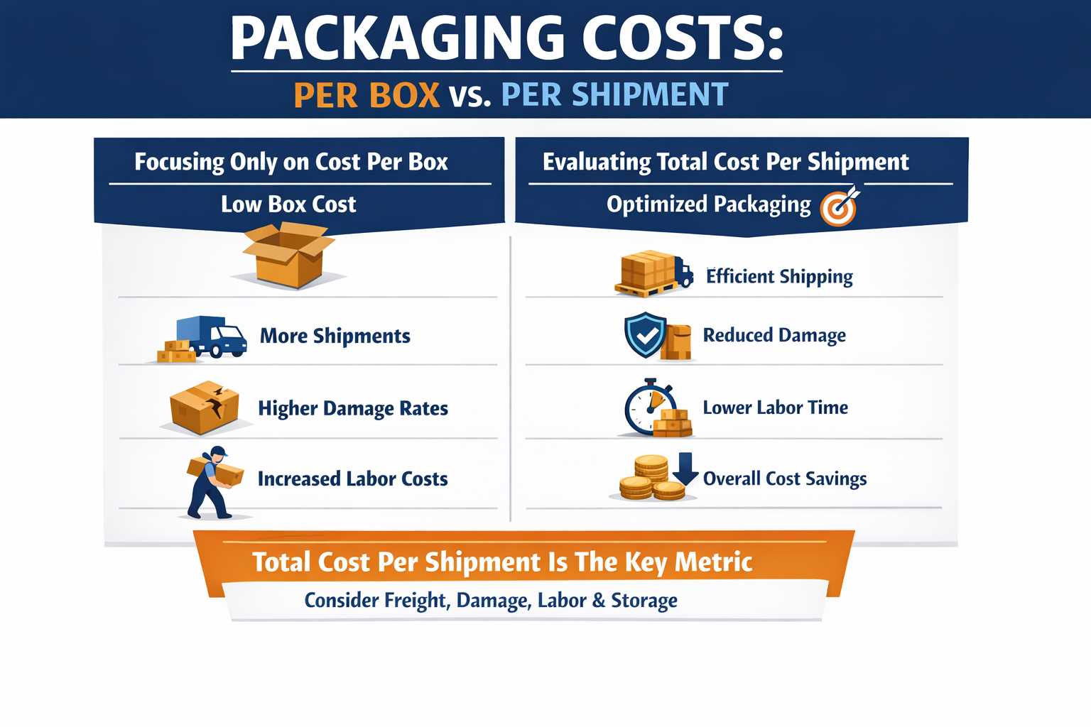 Packaging Cost Per Shipment vs Per Box