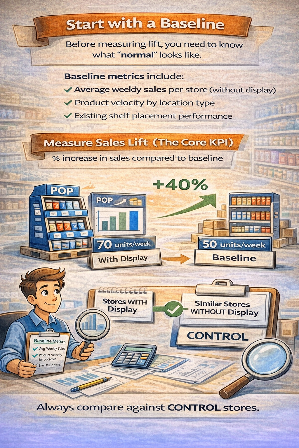 Sales Lift = % increase in sales compared to baseline pop display