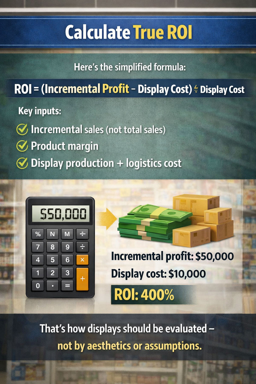 Calculate True ROI pop display