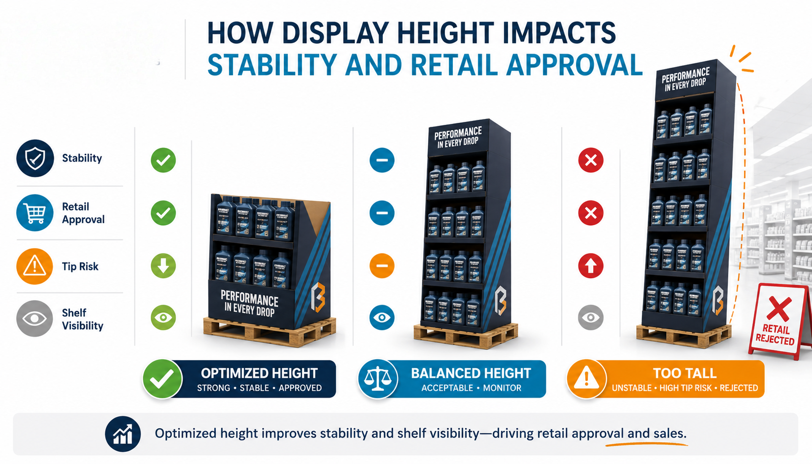How Display Height Impacts Stability and Retail Approval