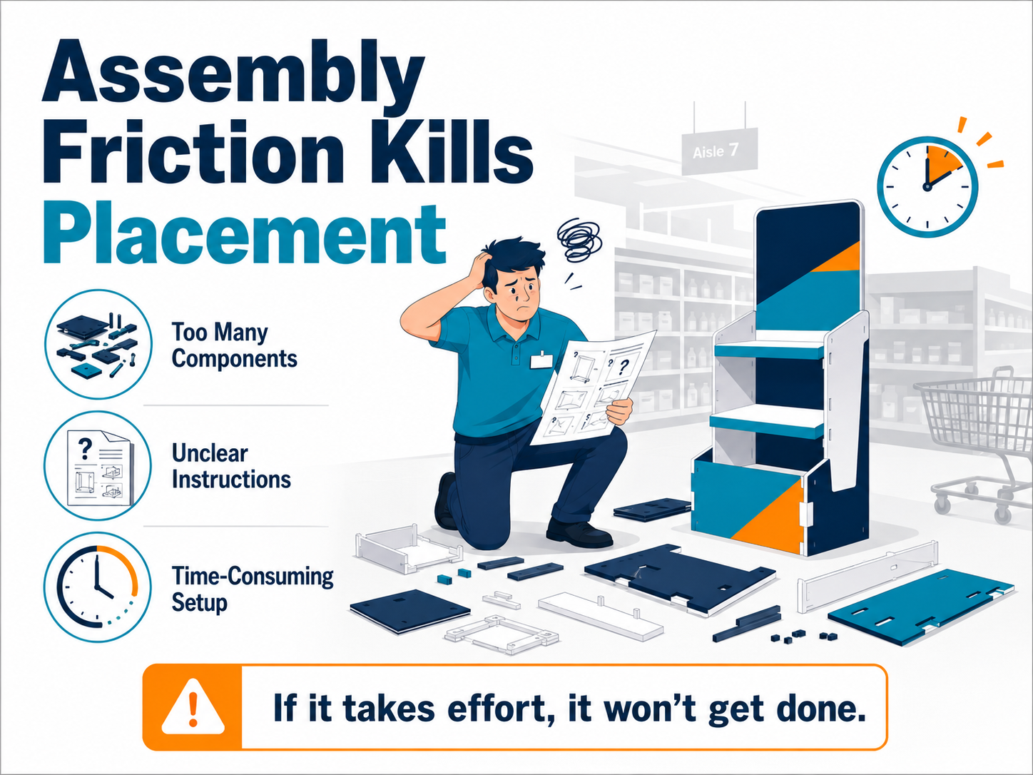 pop display Assembly Friction Kills Placement