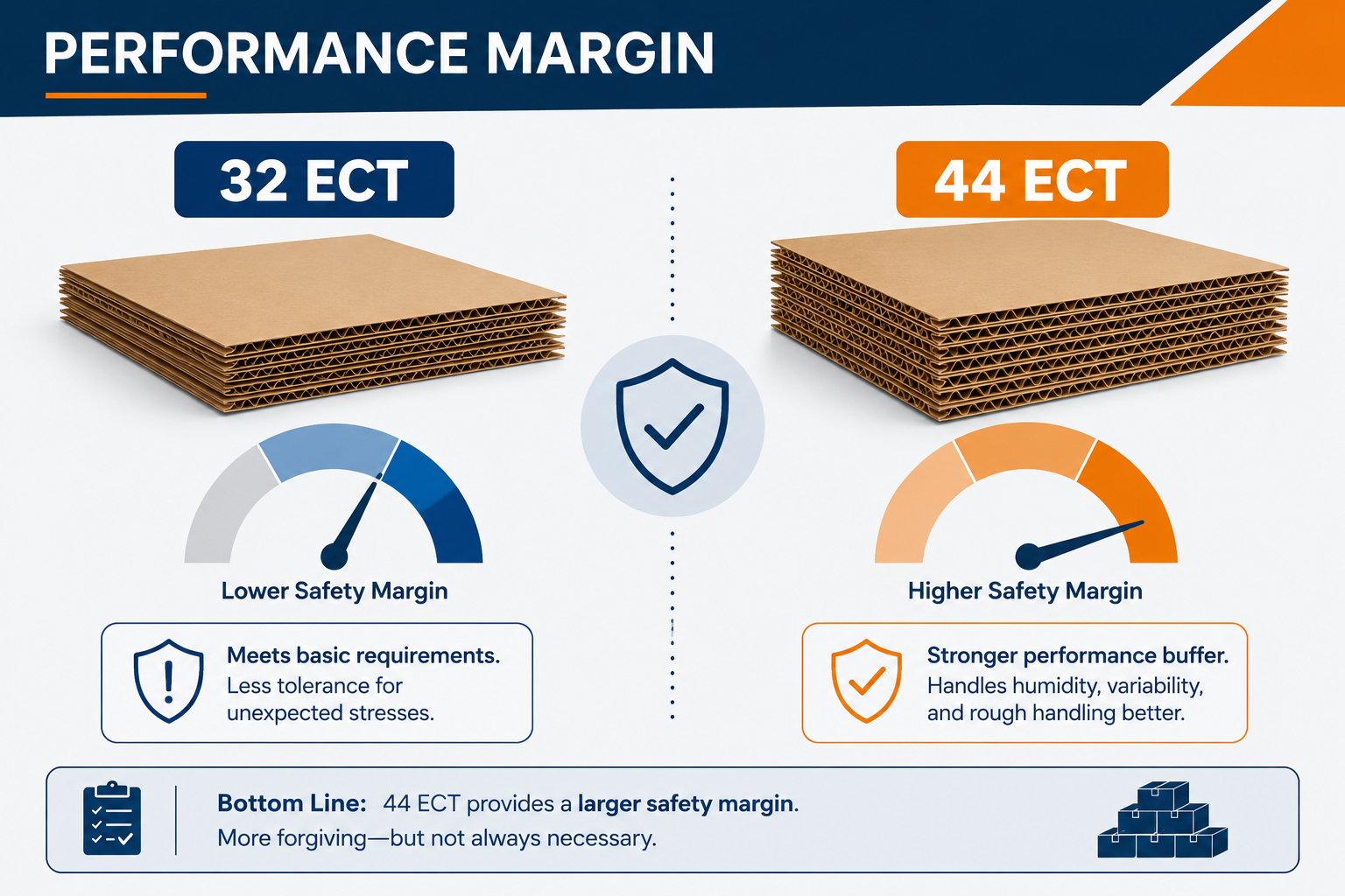 Performance Margin 32 vs 42 ect corrugated boxes