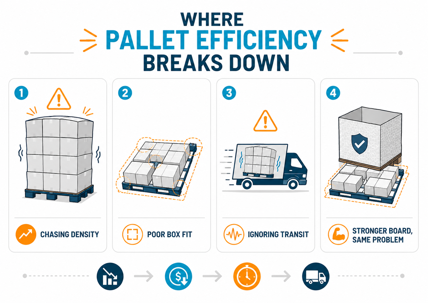 Palletization efficiency breakdowns in packaging